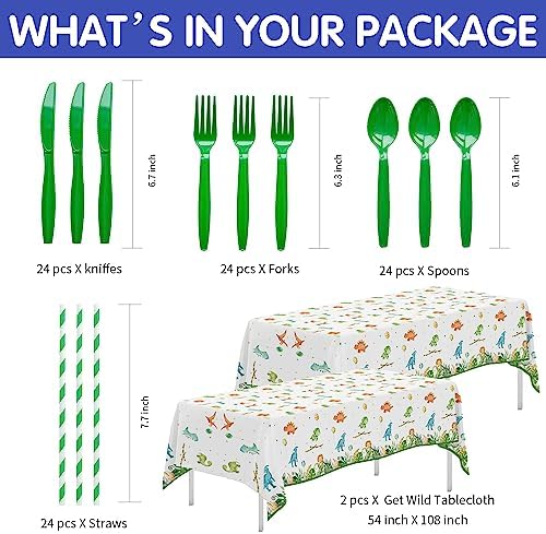 Dinosaur Party Supplies - 24 Piece Tableware Set