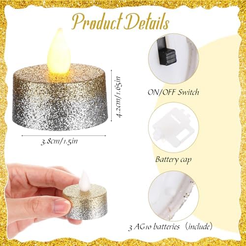 Retisee 48Pcs Flameless LED Tea Lights Gold Silver