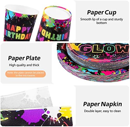 Durony 100 Piece Neon Glow Tableware Set for 25 Guests
