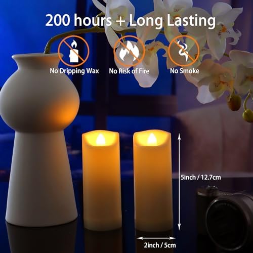 2 Pack Waterproof Outdoor Battery Operated Flameless Candles with Timer