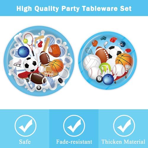 96 Pcs Sports Themed Birthday Party Supplies Plates Napkins