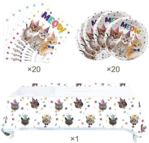 OULUN Cat Party Plates and Napkins Set