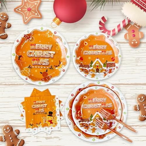 Gingerbread Christmas Party Decor Tableware Set for 20 Guests