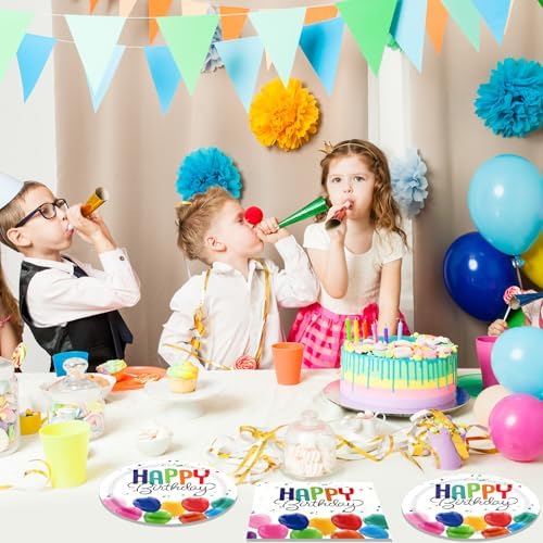 Happy Birthday Decorations Party Plates Napkins Set