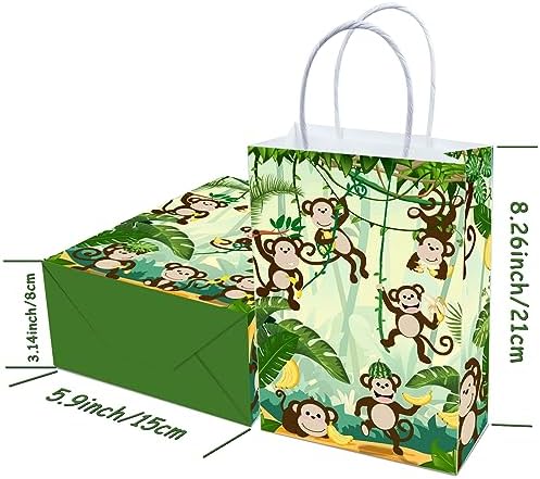 Tyndallrays 16 Piece Monkey Goodie Bags for Birthday Party Supplies