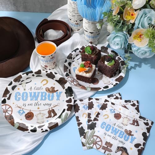 Ziliny 150 Pcs Cowboy Party Tableware Set Plates Cups Napkins