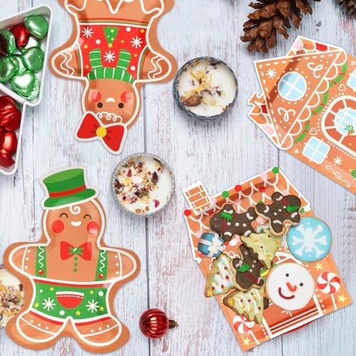 48 Count Christmas Gingerbread Plates Set for Party Decorations