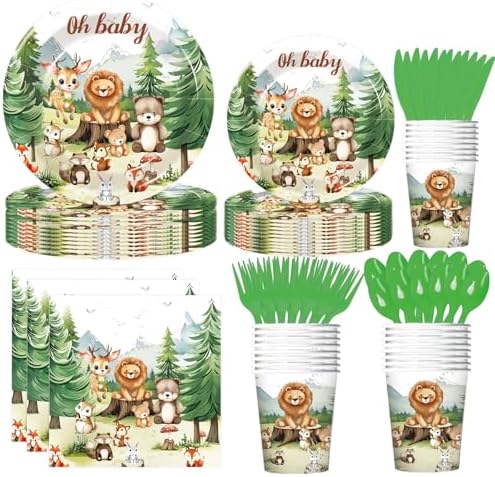 168 Pcs Safari Party Tableware Set for 24 Guests