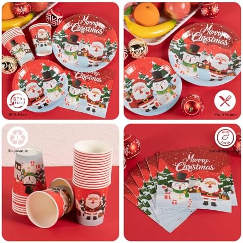 OTTPOOM 100 Piece Christmas Party Tableware Set