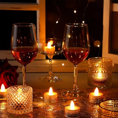 Retisee 48Pcs Flameless LED Tea Lights Gold Silver