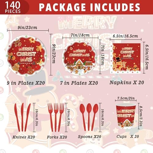 140Pcs Christmas Gingerbread Party Decorations Set