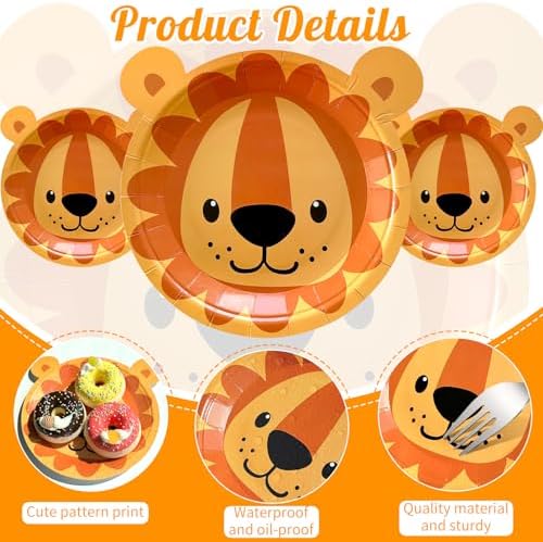 90 Count Animal Shaped Paper Plates for Jungle Safari Parties