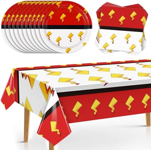 49 Pcs Cartoon Birthday Party Supplies Plates Napkins Tablecloth Set