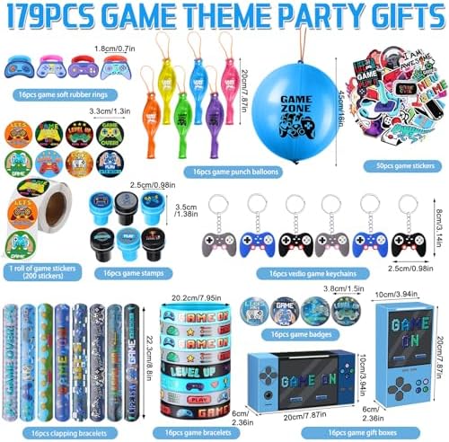 HyDren 179 Pcs Gaming Party Favors Set