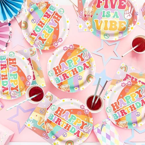 Grencian 96Pcs 5th Birthday Party Tableware Set