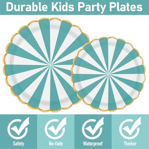 96PCS Green and White Party Plates Set for 24 Guests