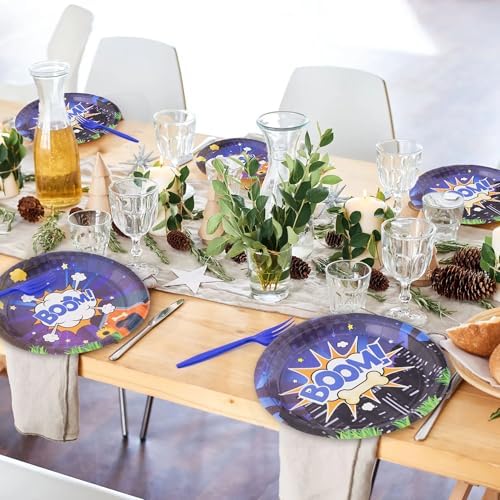 Cartoon Dog Party Plates Napkins Forks Set 24 Guests