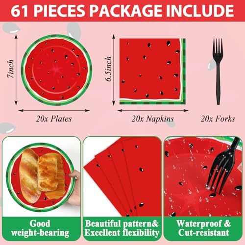 Watermelon Party Plates Set for 20 Guests