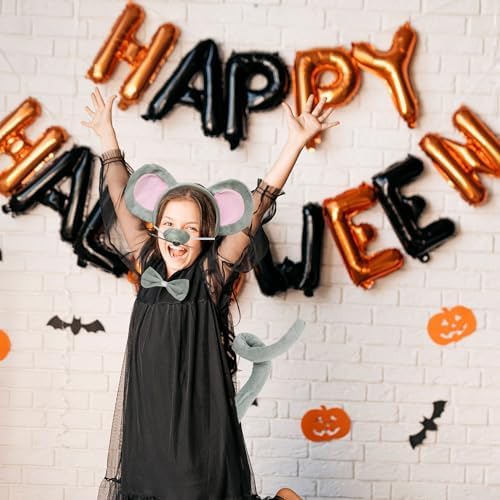 4-Piece Mouse Costume Headband Nose Bow Tie and Tail Set