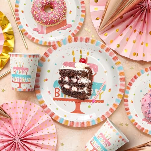 100pcs Birthday Plates Cups Napkins Set for 25 Guests