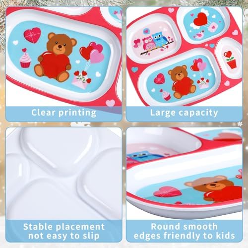 4 Pcs Melamine Plates with Festival Designs for Kids