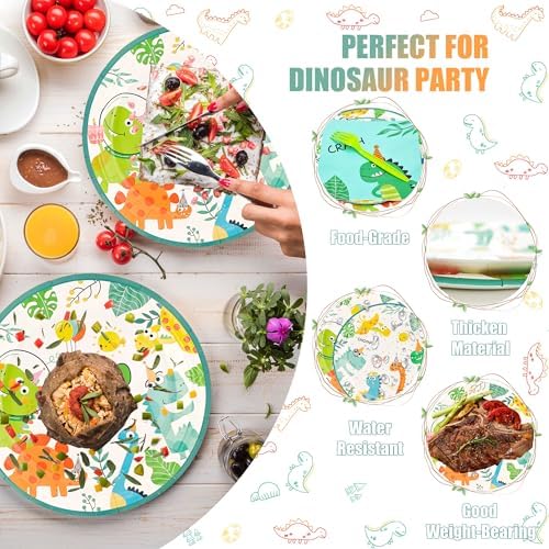 CANREVEL 96 PCS Dinosaur Party Plates Set