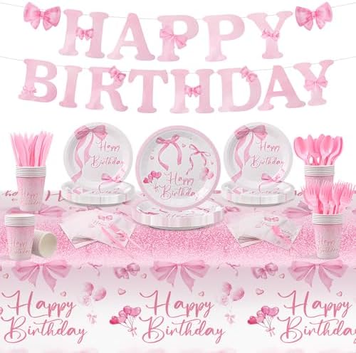Breling Pink Bow Party Set for 24 Guests