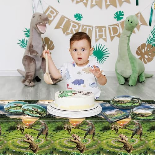 Dinosaur Birthday Plate Set 81Pcs for Kids Boys Party