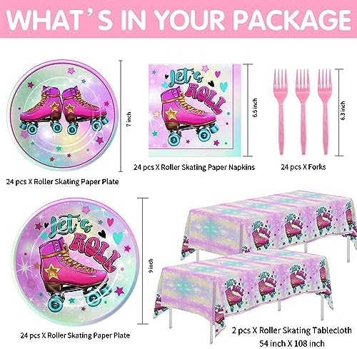 Roller Skate Birthday Party Supplies Set for 24