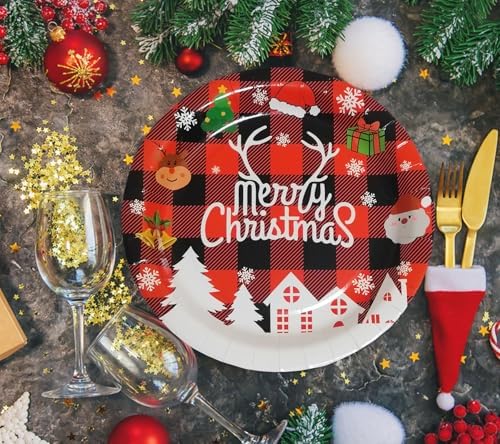 40 Pcs 9 Inch Christmas Paper Plates for Party