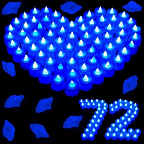 Coume 72 Pack Blue Flameless LED Tea Lights Candles