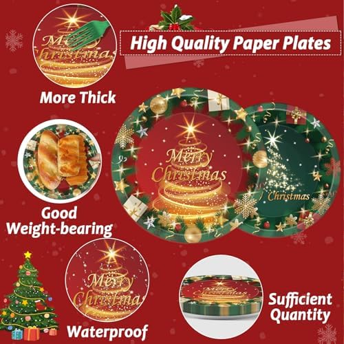 96PCS Christmas Party Supplies - Plates Napkins Decorations