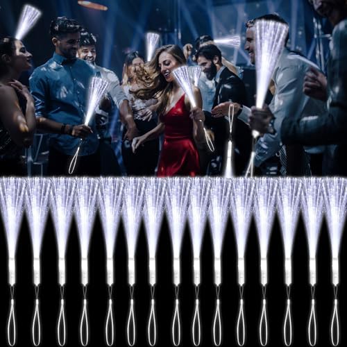 30 Pack White Fiber Optic Wands LED Flashing Sticks for Parties