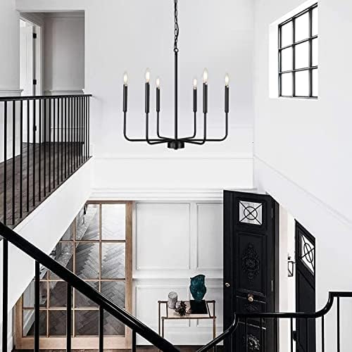 Black Farmhouse 6-Lights Chandelier for Dining Room