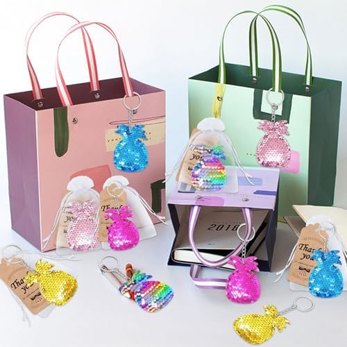 CiciBear 25 Pack Pineapple Sequin Keychains for Party Favors
