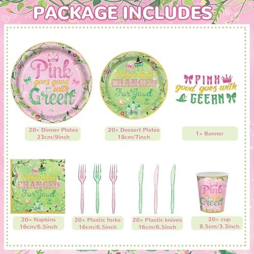 121Pcs Pink Green Witch Party Decorations Set