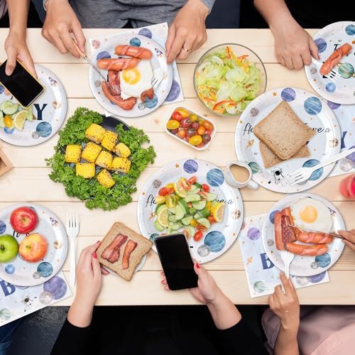 96Pcs Houston We Have A Boy Baby Shower Plates Set