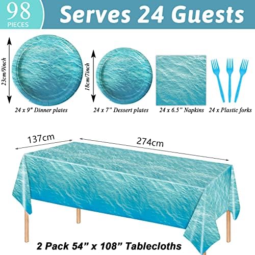 Ocean Sea Party Supplies Set 98 Pcs for 24 Guests