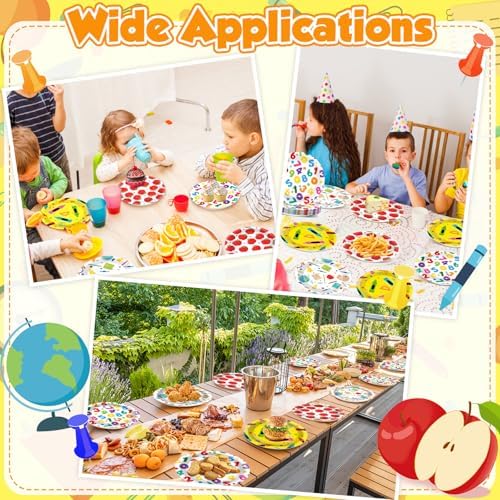 60 Pcs Back to School Theme Paper Plates Set