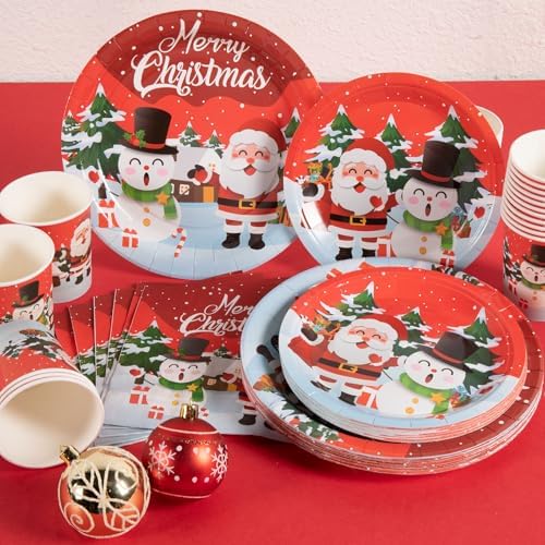 OTTPOOM 100 Piece Christmas Party Tableware Set
