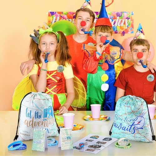 Locmeo 54 Pcs World Map Travel Party Favors