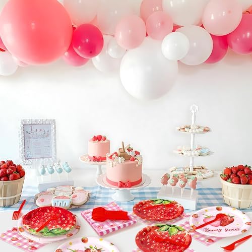 Strawberry Party Tableware Set - 96Pcs for 24 Guests