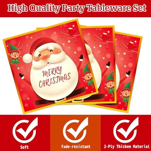 121pcs Christmas Party Plates Napkins Tableware Set Serves 24