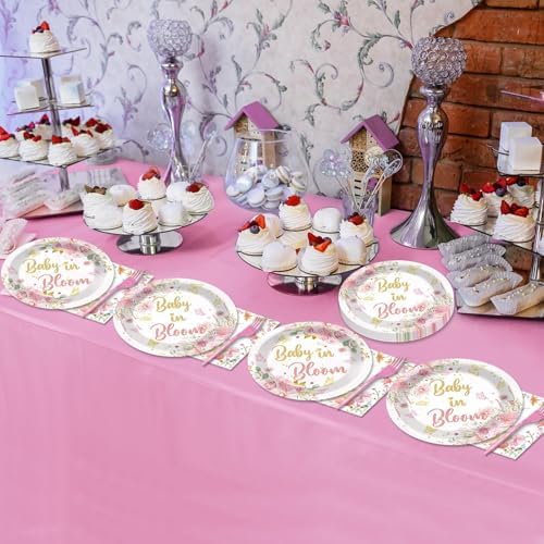 96Pcs Baby in Bloom Party Set for 24 Guests