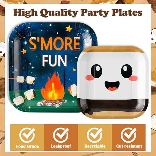 SMores Camping Party Plates for 48 Guests
