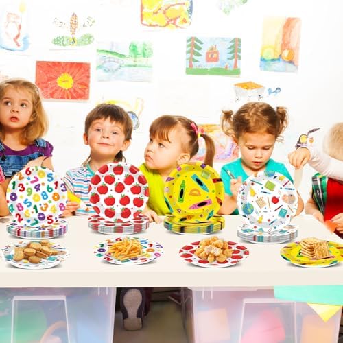 60 Pcs Back to School Theme Paper Plates Set