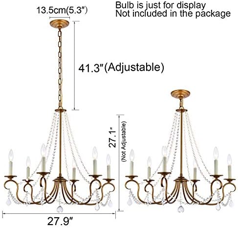 Modern 6 Light Candle Style Chandelier with Crystal Accents Gold
