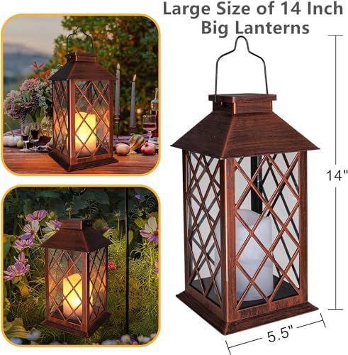 TAKE ME 14 Inch Solar Lantern Outdoor Garden Hanging Lights