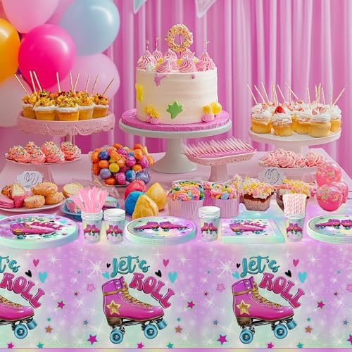 Roller Skate Birthday Party Supplies Set for 24