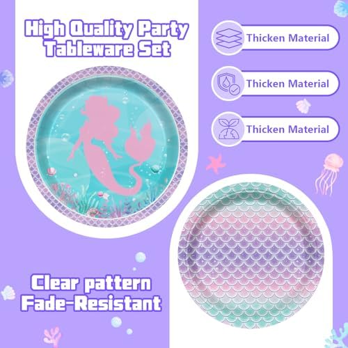 170Pcs Mermaid Birthday Decorations Set for 24 Guests